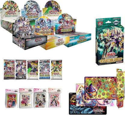 Yu-Gi-Oh! Yugioh Tournament Ready Starter Deck Builder Gift Bundle: 1 Booster Box + 5 Assorted Booster Packs + 1 Duel Monsters Starter Deck + 1 Pack Standard Size Sleeves + 1 Rubber Playmat