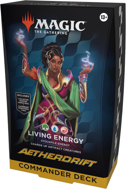 Magic The Gathering Aetherdrift Commander Deck - Living Energy (100-Card Deck, 2-Card Collector Booster Sample Pack + Accessories)