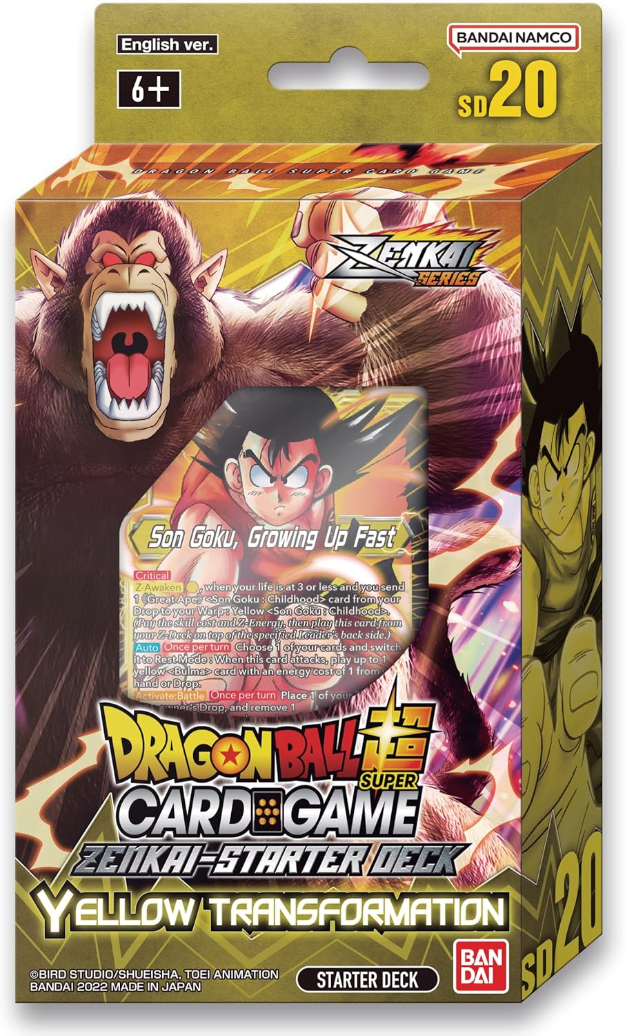 BANDAI | Dragon Ball Super CG: Zenkai Series Starter Deck (SD20) - Yellow Transformation | Card Game | Ages 6+ | 1 Player