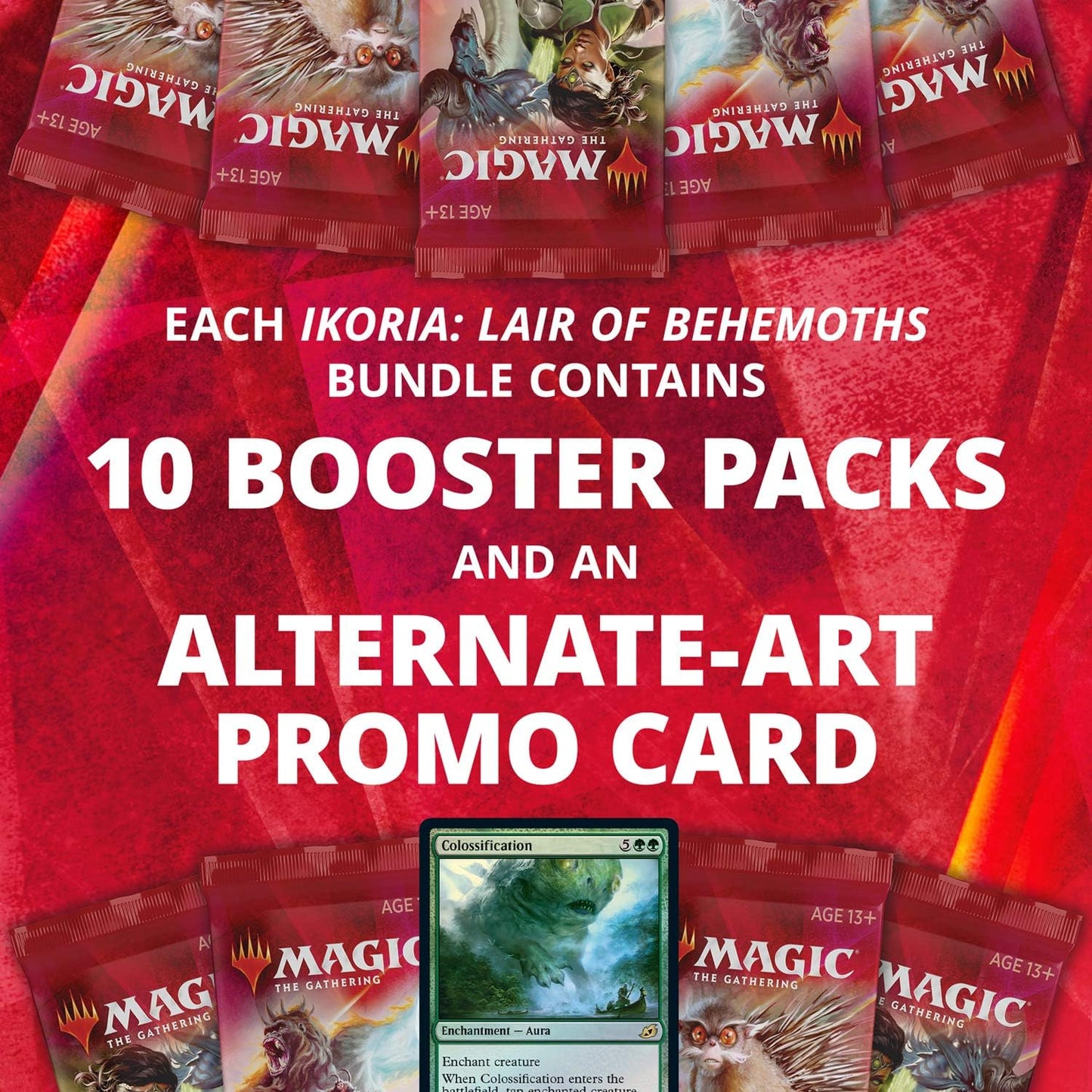 Magic: The Gathering Ikoria: Lair of Behemoths Bundle | 10 Booster Packs (150 Cards) | Foil Lands | Accessories