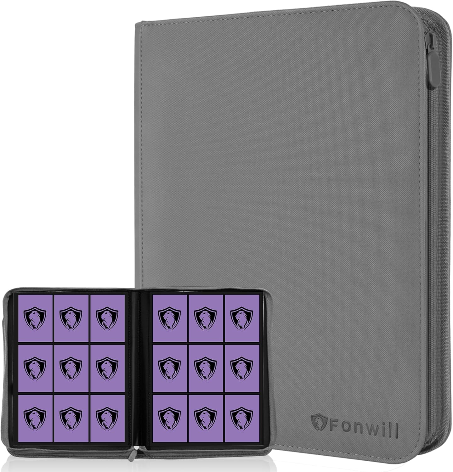 Trading Card Binder 9 Pocket, 360 Pockets Trading Card Holder Book, Premium PU Cover Zip Folder Binder, Side Loading Carrying Case Binder Album for TCG, MTG,Sports Cards, Game Cards (Orange-1)