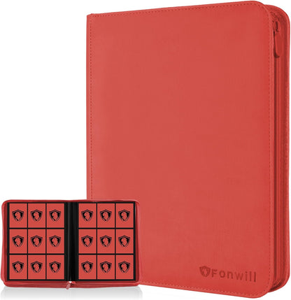 Trading Card Binder 9 Pocket, 360 Pockets Trading Card Holder Book, Premium PU Cover Zip Folder Binder, Side Loading Carrying Case Binder Album for TCG, MTG,Sports Cards, Game Cards (Orange-1)