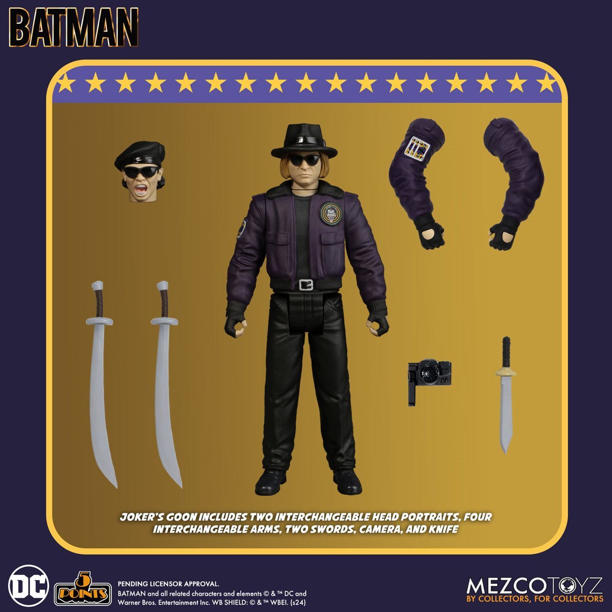 Mezco Batman (1989) - 5 Points Collection Action Figure - 3 Pack (Batman , The Joker, and Joker Goon) (PRE-SALE)